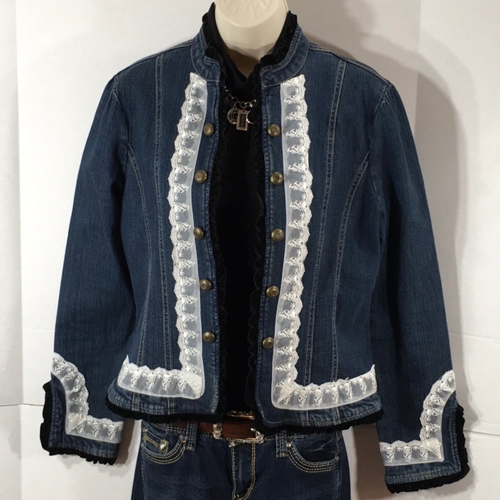 AMI velvet and lace blue jean jacket